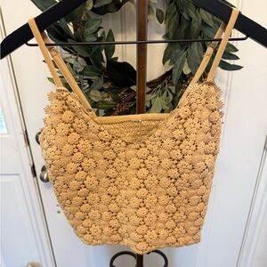 Boho Sexy Floral Crochet Knit Crop Top with Straps L